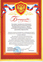 Благодарность коллективу за добросовестный труд и достойный вклад в организацию и проведение VIII Всероссийского сельского Сабантуя